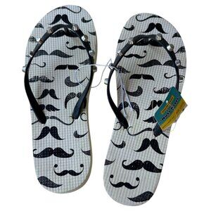 Dollar General Ladies "Must Haves" Flip Flops Mustaches Women's Size L (9/10)